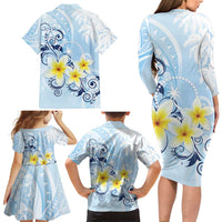 FSM Chuuk Constitution Day Family Matching Long Sleeve Bodycon Dress and Hawaiian Shirt Polynesian Curves Plumeria LT05 - Polynesian Pride