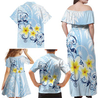 FSM Chuuk Constitution Day Family Matching Off Shoulder Maxi Dress and Hawaiian Shirt Polynesian Curves Plumeria LT05 - Polynesian Pride