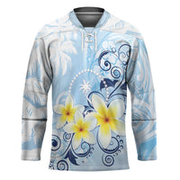 FSM Chuuk Constitution Day Hockey Jersey Polynesian Curves Plumeria - Polynesian Pride