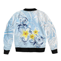 FSM Chuuk Constitution Day Sleeve Zip Bomber Jacket Polynesian Curves Plumeria LT05 - Polynesian Pride