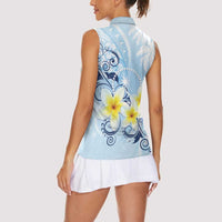 FSM Chuuk Constitution Day Women Sleeveless Polo Shirt Polynesian Curves Plumeria LT05 - Polynesian Pride