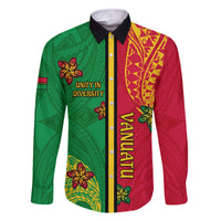 Personalised Vanuatu Happy Unity Day Family Matching Summer Maxi Dress and Hawaiian Shirt Polynesian Plumeria LT05 Dad's Shirt - Long Sleeve Red - Polynesian Pride