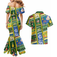 Solomon Islands Christmas Couples Matching Mermaid Dress and Hawaiian Shirt Festive Beach Vibes LT05 - Polynesian Pride