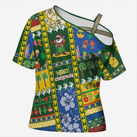 Solomon Islands Christmas Cross Shoulder Shirt Festive Beach Vibes - Polynesian Pride