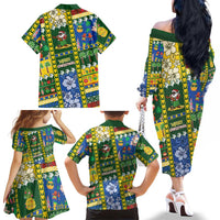 Solomon Islands Christmas Family Matching Off The Shoulder Long Sleeve Dress and Hawaiian Shirt Festive Beach Vibes LT05 - Polynesian Pride
