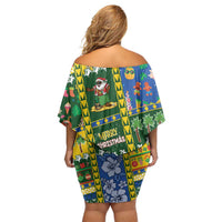 Solomon Islands Christmas Family Matching Off Shoulder Short Dress and Hawaiian Shirt Festive Beach Vibes LT05 - Polynesian Pride