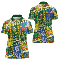 Solomon Islands Christmas Women Polo Shirt Festive Beach Vibes - Polynesian Pride