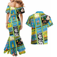 Tuvalu Christmas Couples Matching Mermaid Dress and Hawaiian Shirt Festive Beach Vibes LT05 - Polynesian Pride