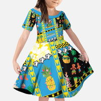 Tuvalu Christmas Family Matching Off Shoulder Maxi Dress and Hawaiian Shirt Festive Beach Vibes LT05 Daughter's Dress Blue - Polynesian Pride