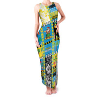 Tuvalu Christmas Family Matching Tank Maxi Dress and Hawaiian Shirt Festive Beach Vibes LT05 Mom's Dress Blue - Polynesian Pride