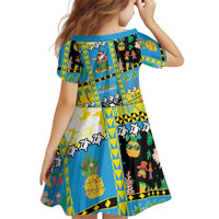 Tuvalu Christmas Kid Short Sleeve Dress Festive Beach Vibes - Polynesian Pride