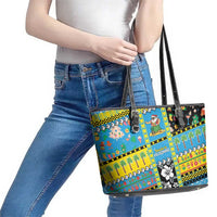Tuvalu Christmas Leather Tote Bag Festive Beach Vibes - Polynesian Pride