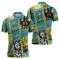 Tuvalu Christmas Zipper Polo Shirt Festive Beach Vibes - Polynesian Pride