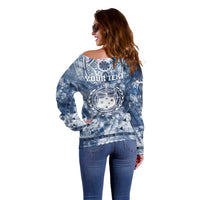 Samoa 685 Off Shoulder Sweater Polynesian Pattern Tie Dye Style