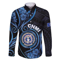 Personalized Northern Mariana Islands Family Matching Long Sleeve Bodycon Dress and Hawaiian Shirt Ocean Floral Pattern LT05 Dad's Shirt - Long Sleeve Black - Polynesian Pride