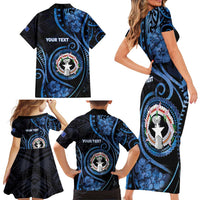 Personalized Northern Mariana Islands Family Matching Short Sleeve Bodycon Dress and Hawaiian Shirt Ocean Floral Pattern LT05 - Polynesian Pride