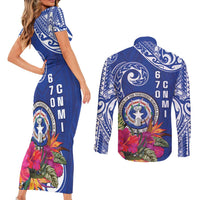 Hafa Adai Northern Mariana Islands Couples Matching Short Sleeve Bodycon Dress and Long Sleeve Button Shirt Polynesian Tribal Pattern LT05 - Polynesian Pride