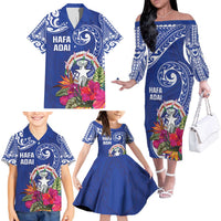 Hafa Adai Northern Mariana Islands Family Matching Off The Shoulder Long Sleeve Dress and Hawaiian Shirt Polynesian Tribal Pattern LT05 - Polynesian Pride