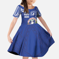 Hafa Adai Northern Mariana Islands Family Matching Puletasi and Hawaiian Shirt Polynesian Tribal Pattern LT05 Daughter's Dress Blue - Polynesian Pride