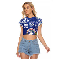 Hafa Adai Northern Mariana Islands Raglan Cropped T Shirt Polynesian Tribal Pattern