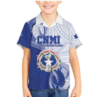 Personalized Northern Mariana Islands Family Matching Mermaid Dress and Hawaiian Shirt CNMI Seal LT05 Son's Shirt Blue - Polynesian Pride