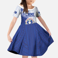 Personalized Northern Mariana Islands Family Matching Off Shoulder Maxi Dress and Hawaiian Shirt CNMI Seal LT05 Daughter's Dress Blue - Polynesian Pride