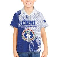 Personalized Northern Mariana Islands Family Matching Summer Maxi Dress and Hawaiian Shirt CNMI Seal LT05 Son's Shirt Blue - Polynesian Pride