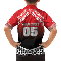 Custom Rugby Tonga MMT Family Matching Off The Shoulder Long Sleeve Dress and Hawaiian Shirt Mana O Tonga LT05 - Polynesian Pride
