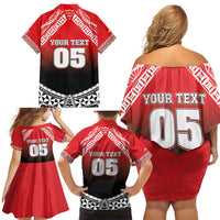 Custom Rugby Tonga MMT Family Matching Off Shoulder Short Dress and Hawaiian Shirt Mana O Tonga LT05 - Polynesian Pride