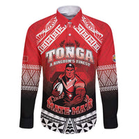 Custom Rugby Tonga MMT Family Matching Short Sleeve Bodycon Dress and Hawaiian Shirt Mana O Tonga LT05 Dad's Shirt - Long Sleeve Red - Polynesian Pride
