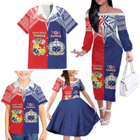 Custom Rugby Samoa And Tonga Family Matching Off The Shoulder Long Sleeve Dress and Hawaiian Shirt Toa Samoa With Mate Maa LT05 - Polynesian Pride