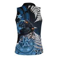 New Zealand Huia Bird Women Sleeveless Polo Shirt Aotearoa Maori Pattern LT05 - Polynesian Pride
