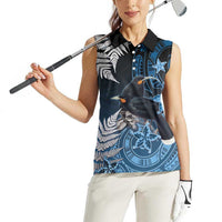 New Zealand Huia Bird Women Sleeveless Polo Shirt Aotearoa Maori Pattern LT05 - Polynesian Pride