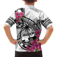 Guam Chamorro Family Matching Long Sleeve Bodycon Dress and Hawaiian Shirt Bougainvillea White Polynesian Tribal Pattern LT05 - Polynesian Pride