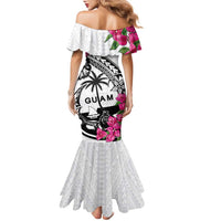 Guam Chamorro Family Matching Mermaid Dress and Hawaiian Shirt Bougainvillea White Polynesian Tribal Pattern LT05 - Polynesian Pride