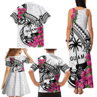 Guam Chamorro Family Matching Tank Maxi Dress and Hawaiian Shirt Bougainvillea White Polynesian Tribal Pattern LT05 - Polynesian Pride