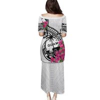 Guam Chamorro Puletasi Bougainvillea White Polynesian Tribal Pattern