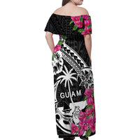 Guam Chamorro Family Matching Off Shoulder Maxi Dress and Hawaiian Shirt Bougainvillea Black Polynesian Tribal Pattern LT05 - Polynesian Pride