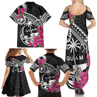Guam Chamorro Family Matching Summer Maxi Dress and Hawaiian Shirt Bougainvillea Black Polynesian Tribal Pattern LT05 - Polynesian Pride