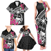 Guam Chamorro Family Matching Tank Maxi Dress and Hawaiian Shirt Bougainvillea Black Polynesian Tribal Pattern LT05 - Polynesian Pride