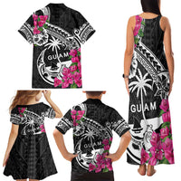 Guam Chamorro Family Matching Tank Maxi Dress and Hawaiian Shirt Bougainvillea Black Polynesian Tribal Pattern LT05 - Polynesian Pride