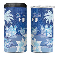Bula Fiji 4 in 1 Can Cooler Tumbler Fijian Masi Pattern With Blue Coat Of Arms LT05 One Size: 16 oz Blue - Polynesian Pride