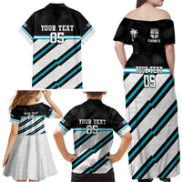 Custom Fiji Rugby Family Matching Off Shoulder Maxi Dress and Hawaiian Shirt Fijian 7s With Tapa Pattern LT05 - Polynesian Pride