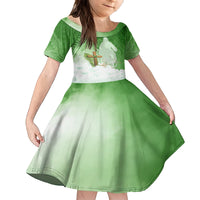 Happy Palm Sunday Family Matching Long Sleeve Bodycon Dress and Hawaiian Shirt With Polynesian Pattern LT05 Daughter's Dress Green - Polynesian Pride