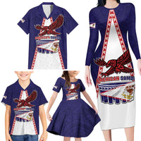 Personalised American Samoa Flag Day Family Matching Long Sleeve Bodycon Dress and Hawaiian Shirt Flag Style LT05 - Polynesian Pride