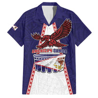 Personalised American Samoa Flag Day Family Matching Long Sleeve Bodycon Dress and Hawaiian Shirt Flag Style LT05 Dad's Shirt - Short Sleeve Blue - Polynesian Pride