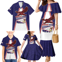Personalised American Samoa Flag Day Family Matching Mermaid Dress and Hawaiian Shirt Flag Style LT05 - Polynesian Pride