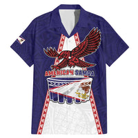 Personalised American Samoa Flag Day Family Matching Mermaid Dress and Hawaiian Shirt Flag Style LT05 Dad's Shirt - Short Sleeve Blue - Polynesian Pride