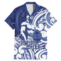 Guam Chief Kepuha Family Matching Mermaid Dress and Hawaiian Shirt Chamorro Pride LT05 Dad's Shirt - Short Sleeve Blue - Polynesian Pride