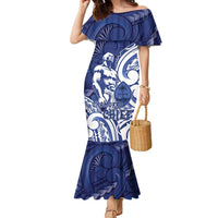 Guam Chief Kepuha Family Matching Mermaid Dress and Hawaiian Shirt Chamorro Pride LT05 Mom's Dress Blue - Polynesian Pride